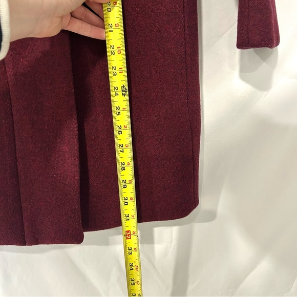 J. Crew Burgundy Cocoon Italian Stadium Cloth Wool Winter Long Coat - Picture 13 of 14